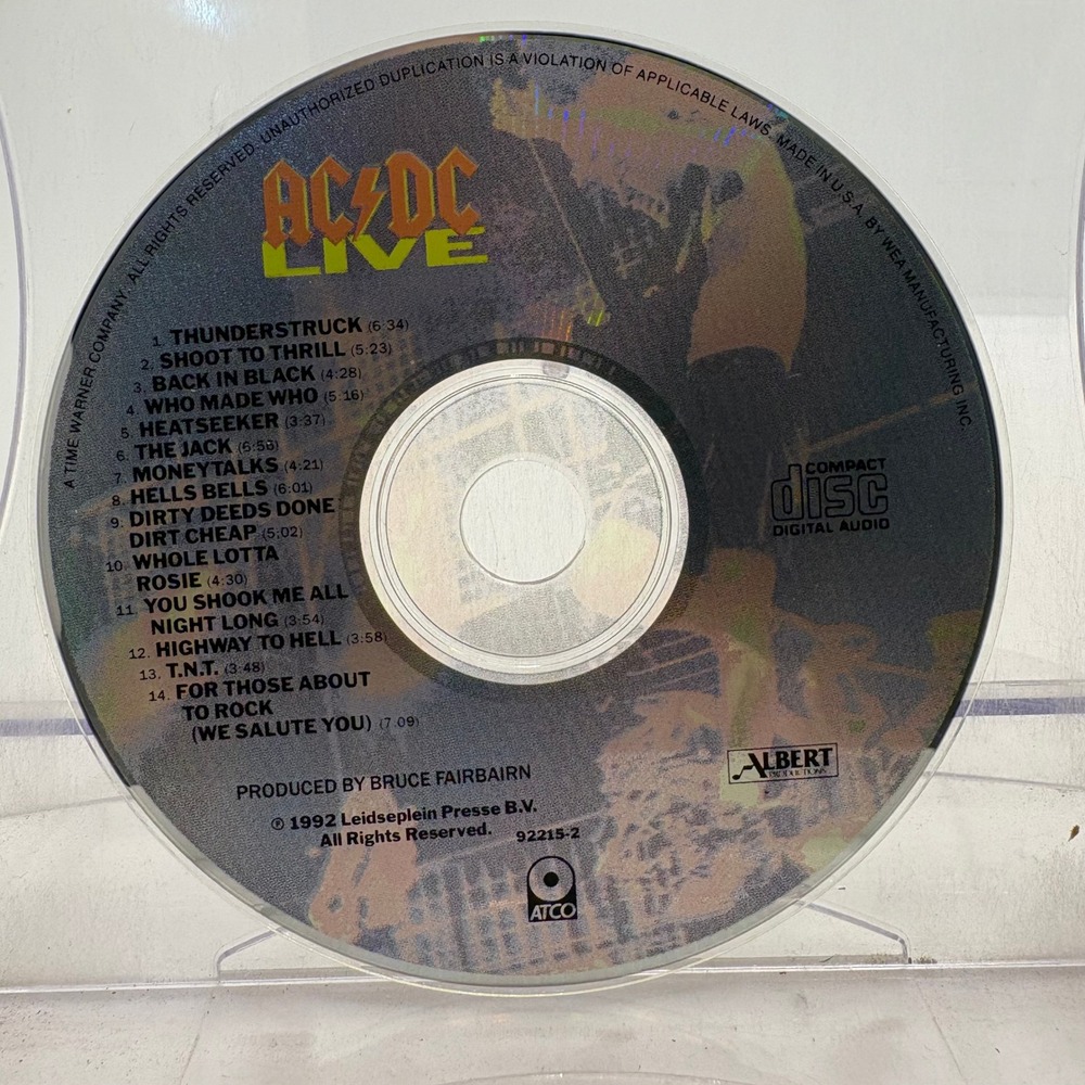 AC/DC Live CD 1992 Album ATCO Records 92215-2 Thunderstruck Back In Black Jack